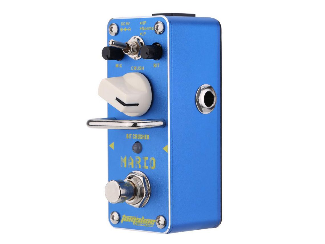 Pedal de Efeito para Guitarra Elétrica Aroma Amo-3 Mario Bit Crusher Azul-Marinho