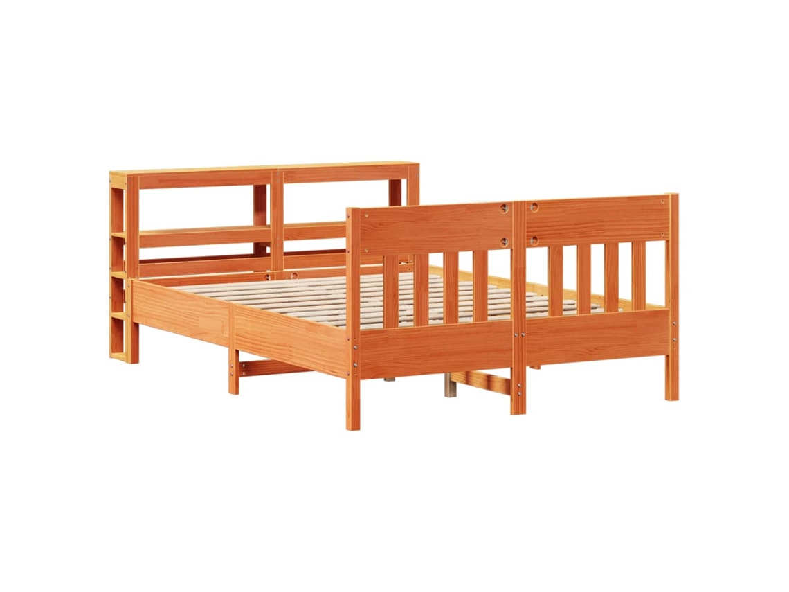 Cama sem colchão VIDAXL madeira pinho maciça castanho-mel (135x190 cm)