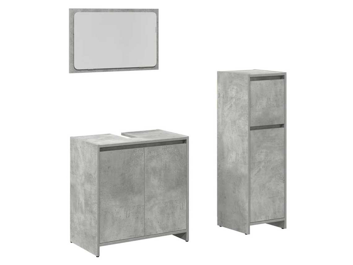 Conjunto de 3 Móveis Casa Banho De Madeira Cinza Cimento MAISON EXCLUSIVE (95x95x45 cm)