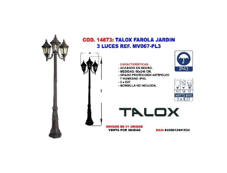 Talox farola jardin 3 luces ref. mv067-pl3
