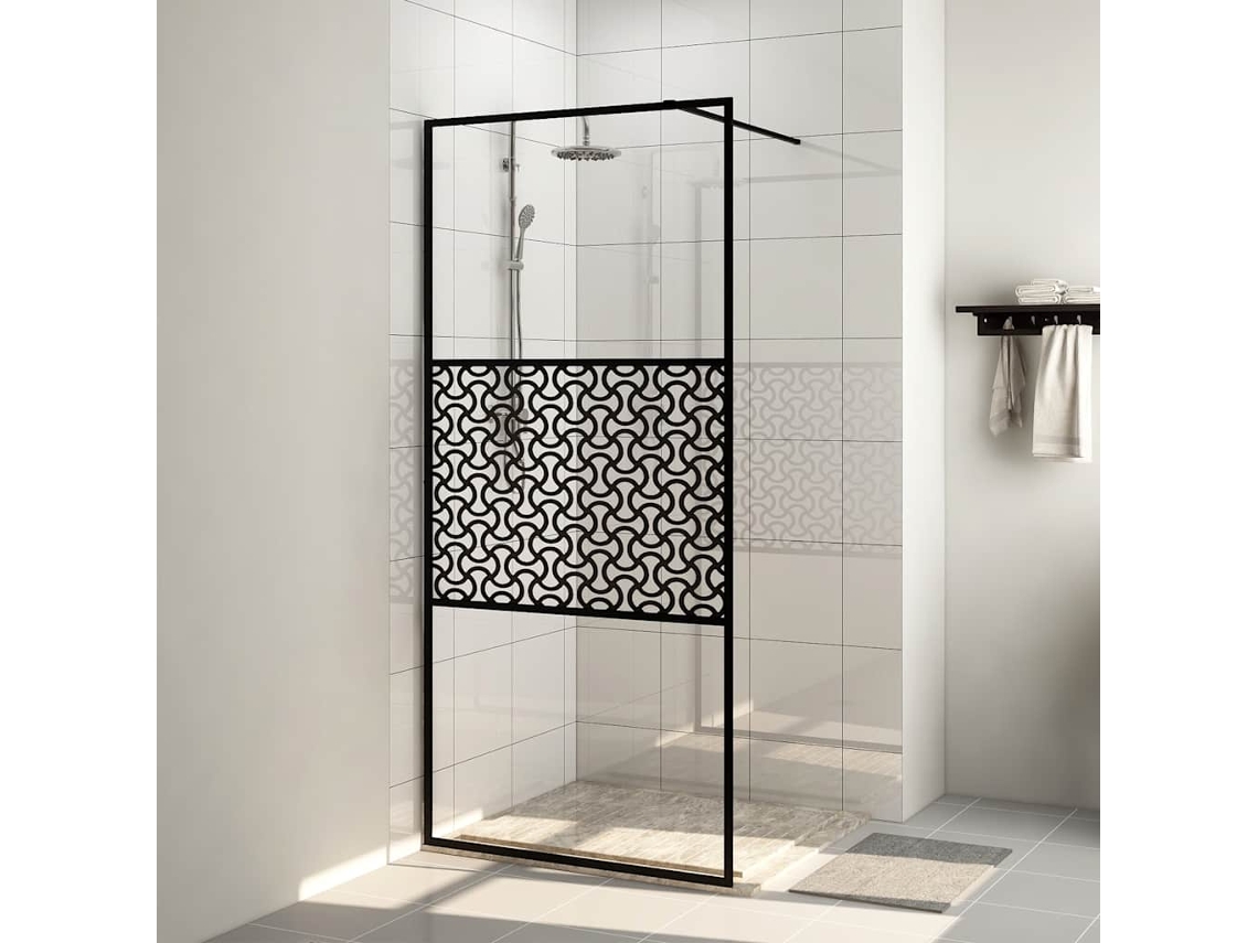 Vidaxl Divisória De Chuveiro C/ Vidro Transparente Esg 100x195cm Preto