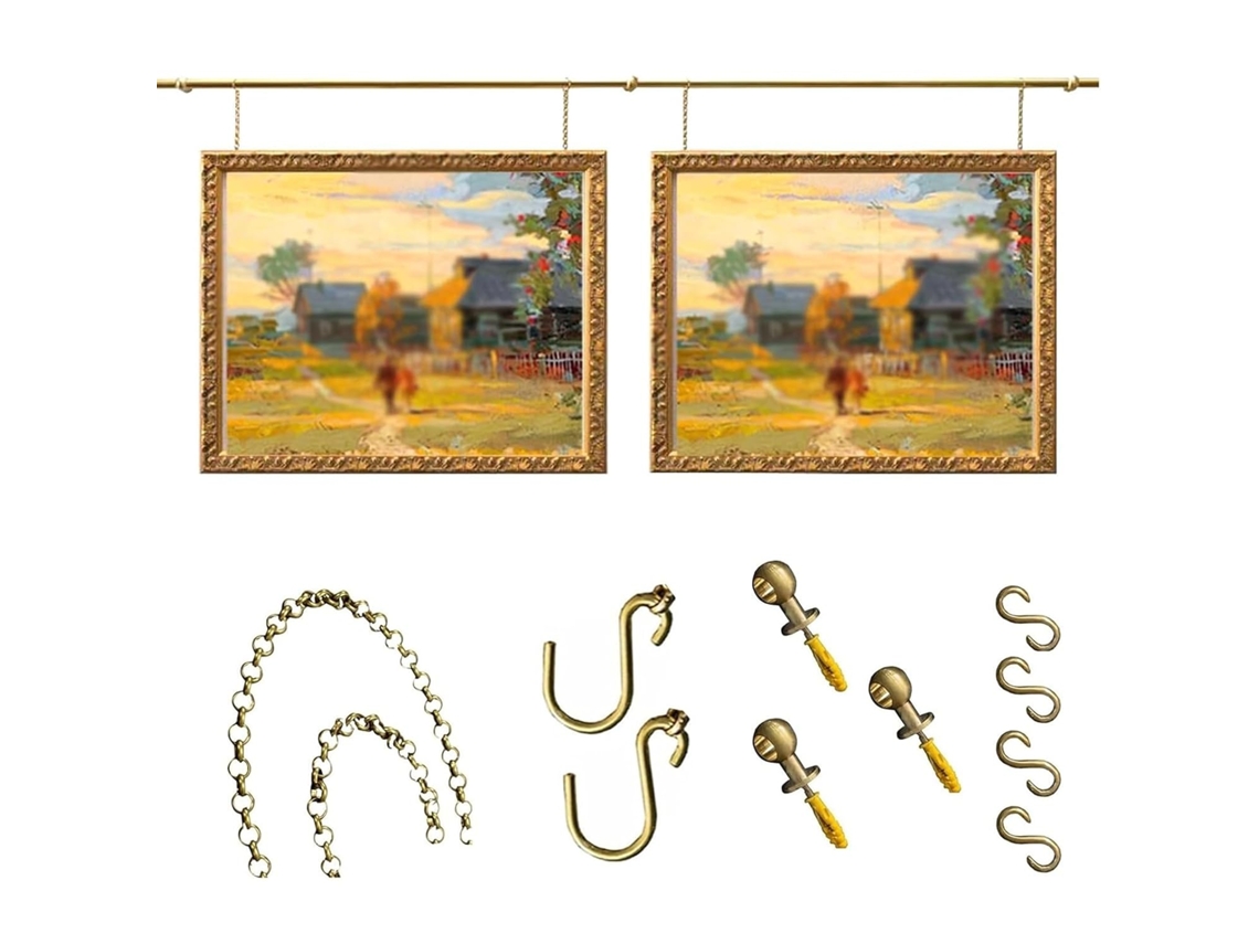 Sistema De Trilho Ajustável Para Pendurar Quadros Kit Em Galerias, Haste Resistente Para Molduras De Obras Arte