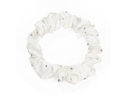 Coruja Clássica Para Cabelo De Cetim Plissado Diamante Chic Branco