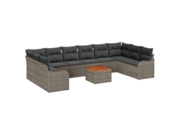 Conjunto 10 Conjunto De Sofá De Jardim Vidaxl Cinzento Vime Pe (289 X 177,5 X 69 Cm)