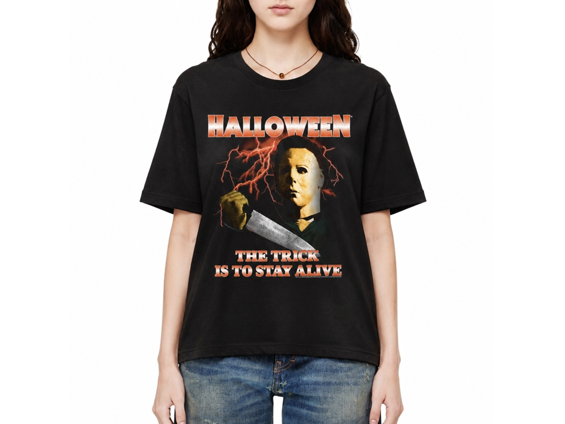 Rockinstone Halloween Movie Lightning Black Adult T-shirt Size:m