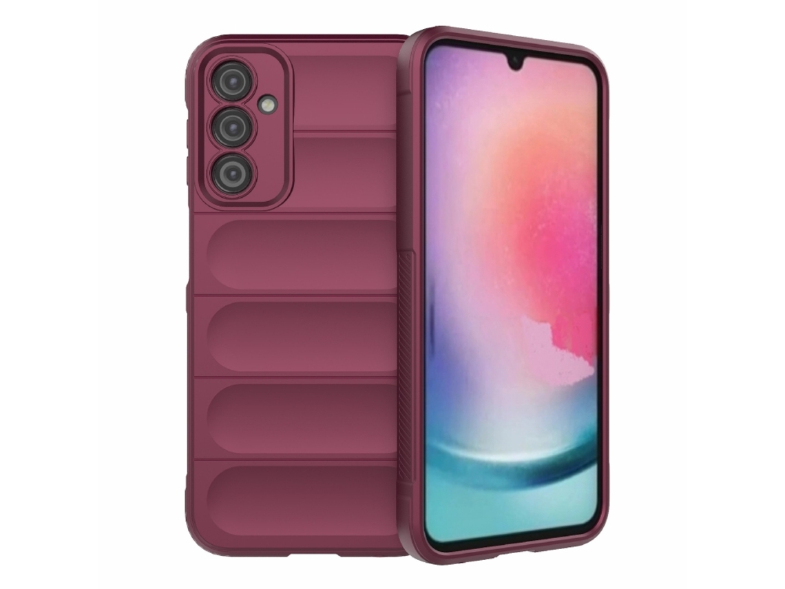 Capa Halinuia Para Samsung Galaxy A24 5g/a24 4g Magic Shield Tpu Flanela Vermelho Vinho (proteção Integral, Interior Em Flanela)