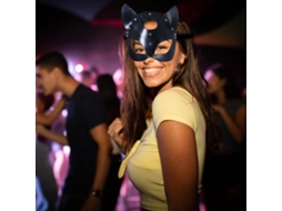 Máscara de couro com caracol, fantasia de gata, Halloween e carnaval LAXISCREED