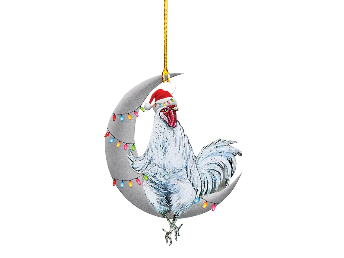 Laxiscreed Enfeite De Natal Galinha Com Chapéu E Cachecol Para Árvore De Natal, Decoração Festiva