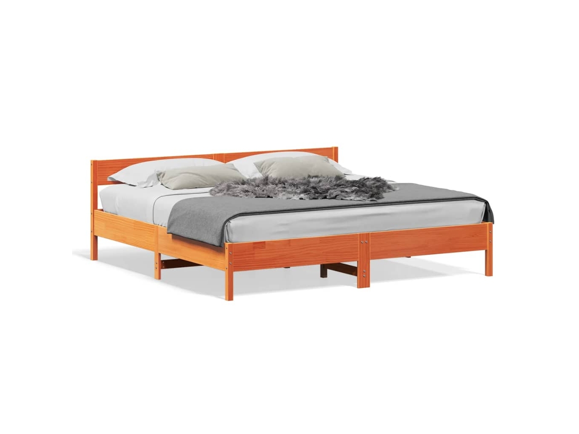 Cama Sem Colchão 200x200 Cm Pinho Maciço Castanho mel MAISON EXCLUSIVE
