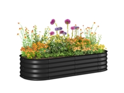 Jardineira Quadrada Elevada Em Aço Modular Para Hortaliças, Plantas E Flores, Dimensões 150 X 62 X 30 Cm, Preta.