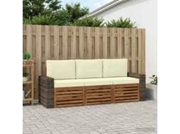 Vidaxl Conjuntos De Sofás Com Almofada 3 Pcs Madeira Sólida De Acácia