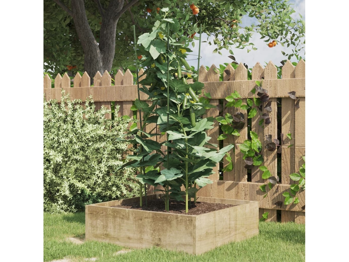 Vidaxl Suportes P/ Plantas De Jardim C/ 3 Anéis 5 Pcs 75 Cm Aço Verde
