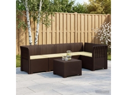 Vidaxl Sofá De Jardim De 5 Pessoas Com Almofadas Visual De Rattan Pp