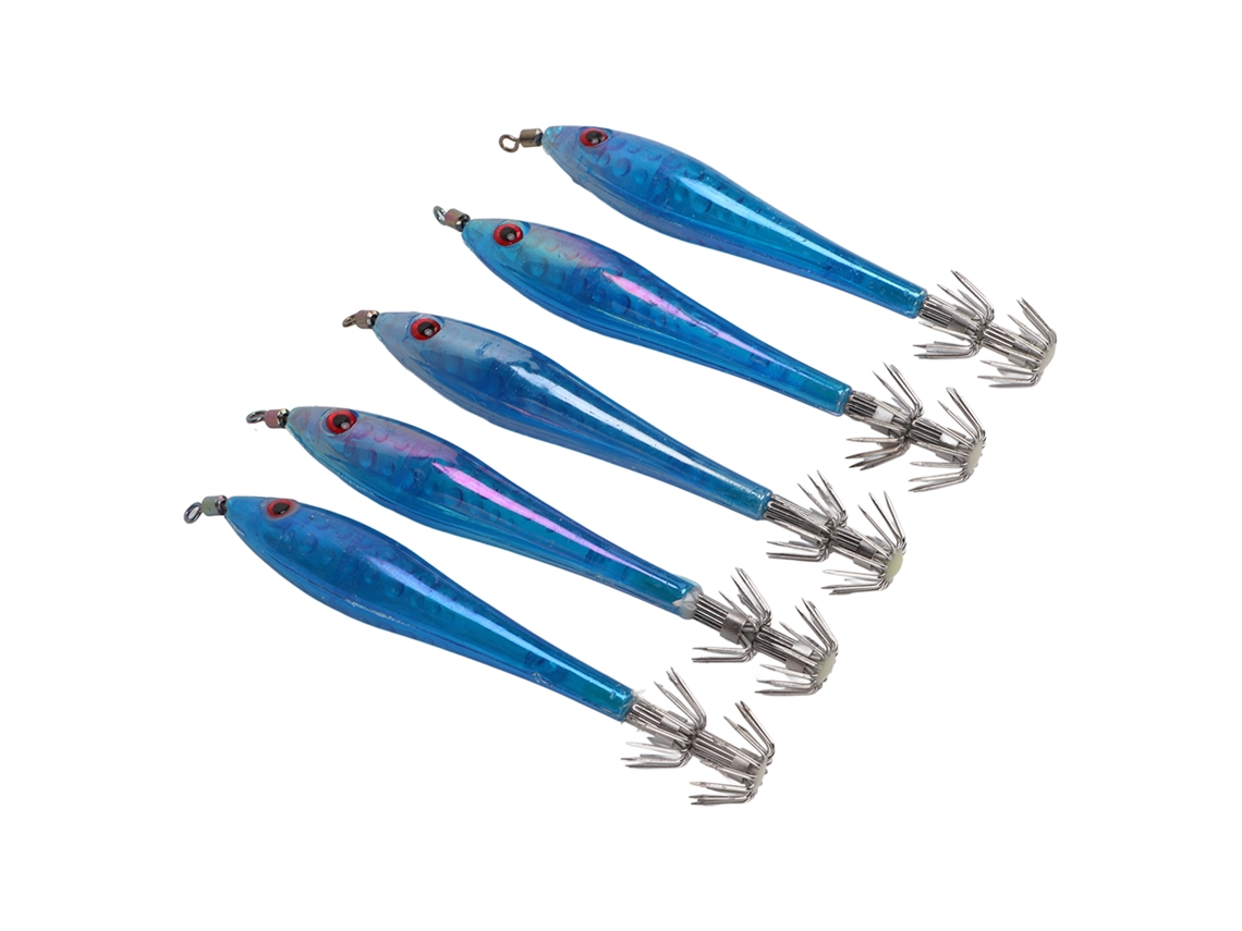 Isca Artificial Lula Duplo Gancho Azul 5pcs