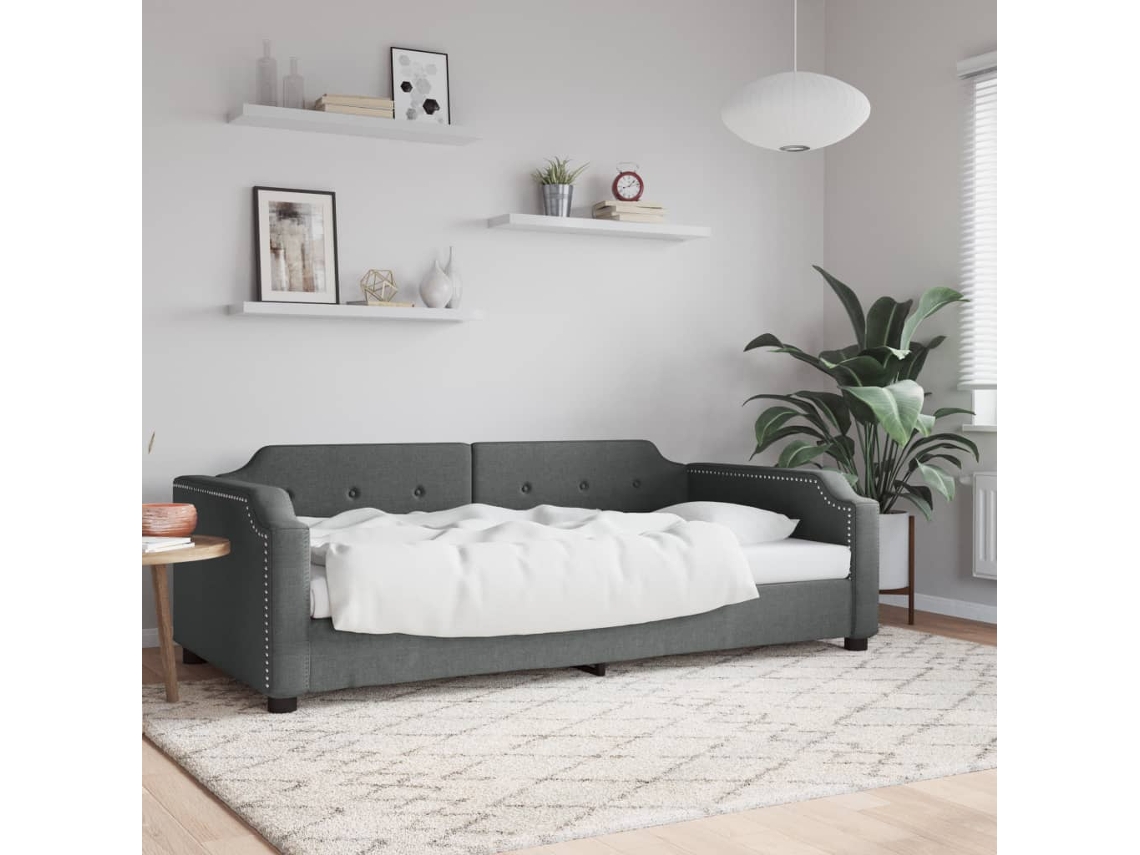 Vidaxl Sofá-cama 100x190 Cm Tecido Cinzento-escuro