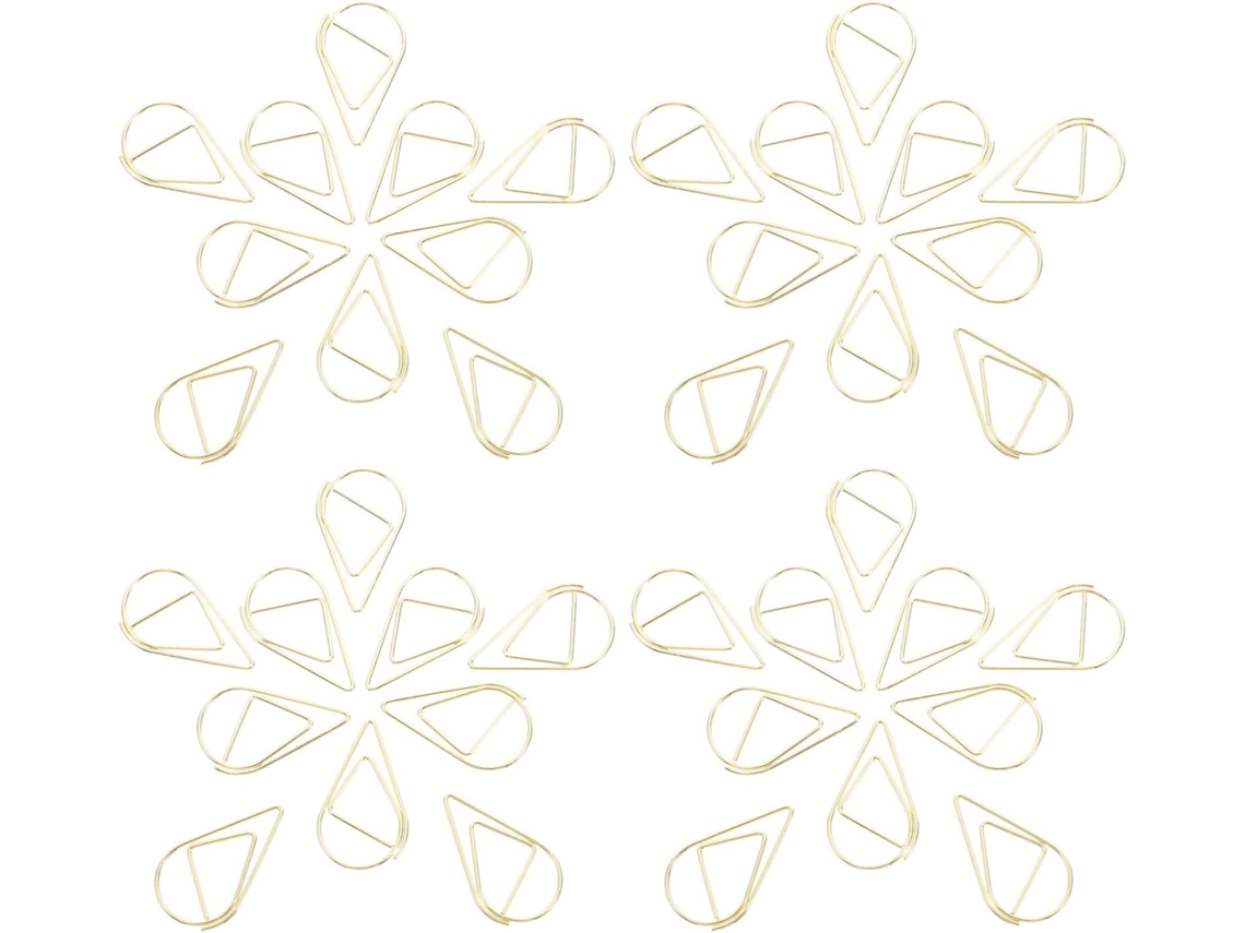 Clips de papel Collbath, perfeitos para manter documentos organizados e em ordem, 100 unidades em formato de gota de metal dourado. Ideais