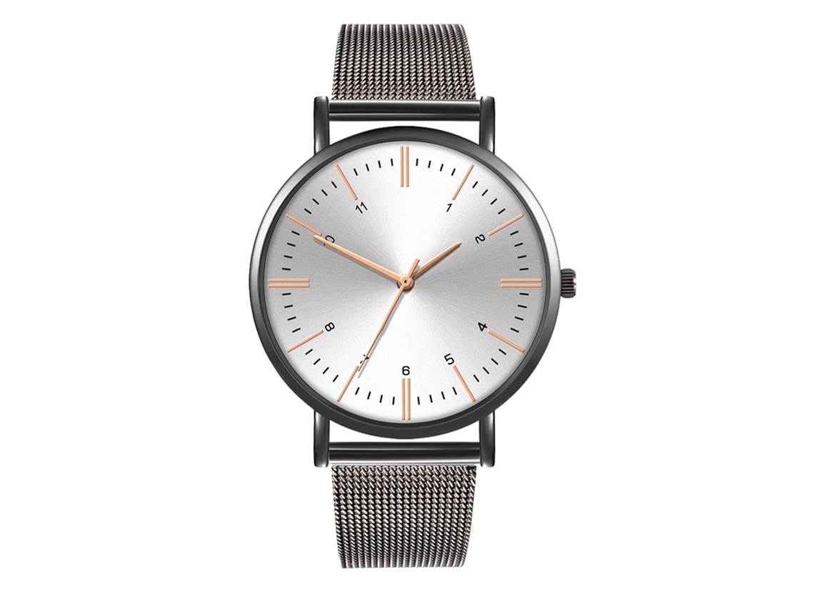 Reloj De Moda Para Parejas Con Correa De Malla Dial Redondo Cuarzo Unisex