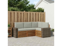 Vidaxl Conjuntos De Sofás Com Almofada 4 Pcs Madeira Sólida De Acácia