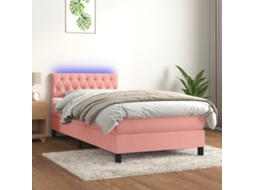 Vidaxl Cama Box Spring C/ Colchão/led 90x190 Cm Veludo Rosa