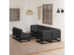 Pcs Conjunto Lounge De Jardim C/ Almofadões Pinho Maciço Dkd Home Decor