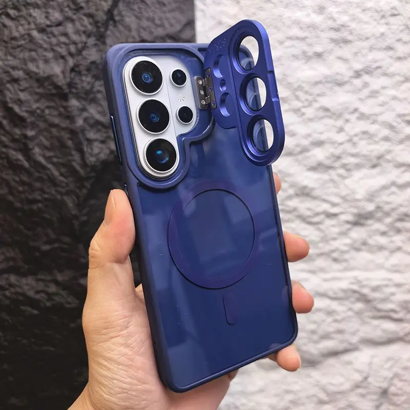 (azul S23ultra) Protetor De Câmera Magnético Magsafe E Tampa De Lente