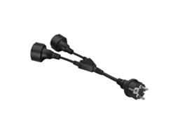 Cabo De Distribuição De Energia De Saída Dupla 16a, Conectores Padrão Europeu De 4,8 Mm, Cabo Eficiente De 30 Cm, Preto