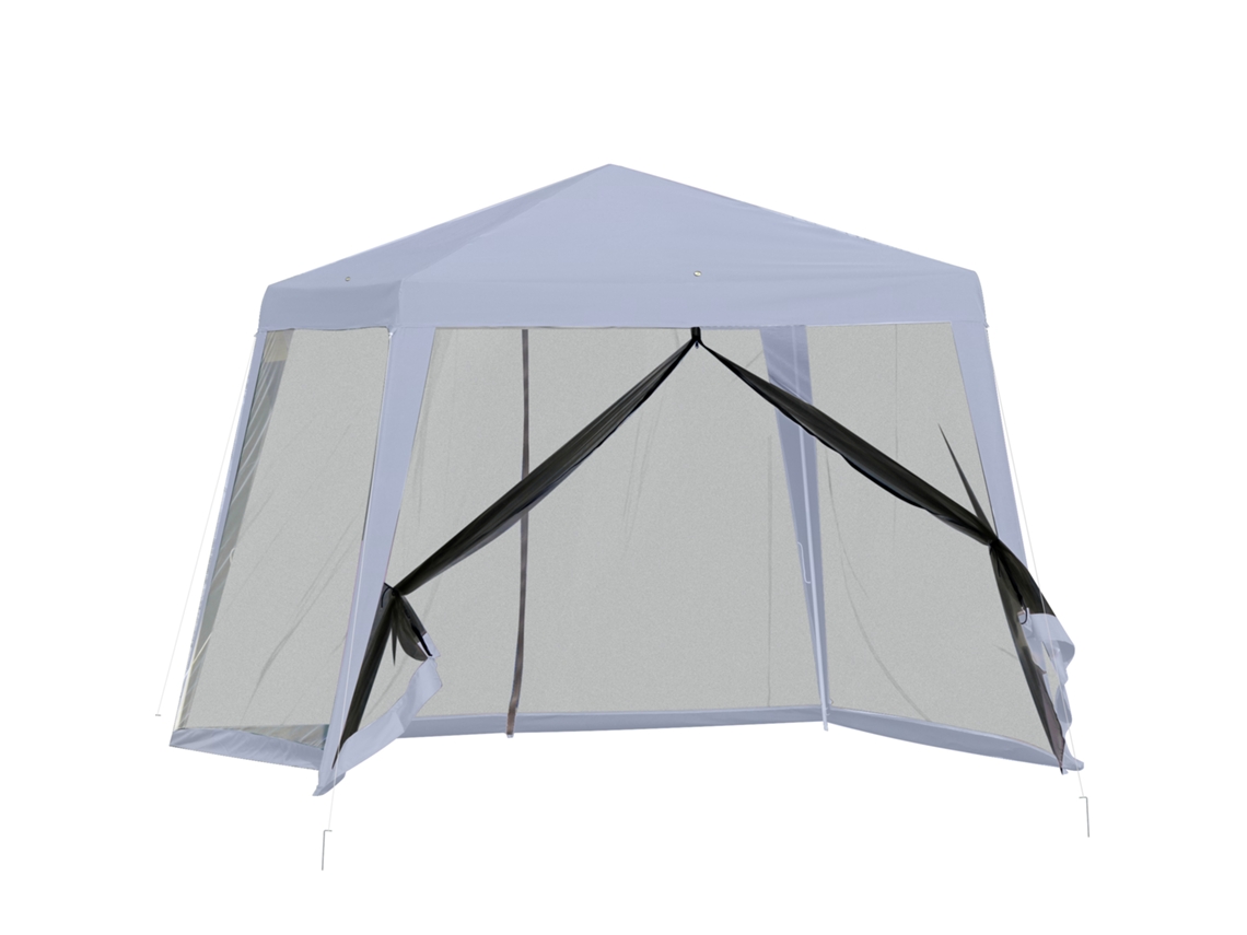 Gazebo 3x3m com 4 Laterais, Mosquiteiro com Zíper, Proteção Uv, Impermeável, Cinza NOVAVEST COM