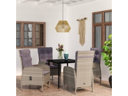 Vidaxl 5 Pcs Conjunto de Jantar Jardim com Almofadões Cinzento/preto