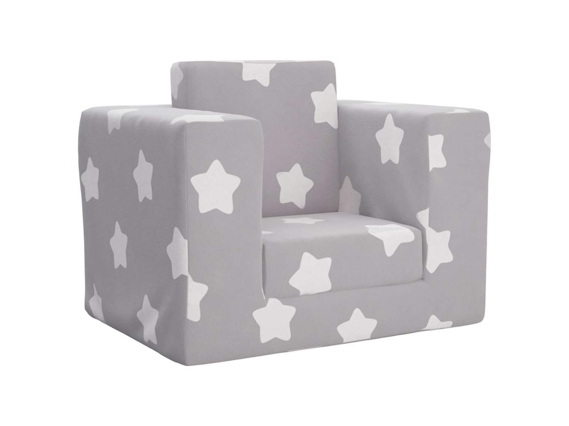 Vidaxl Sofá-cama Infantil De C/ Estrelas Pelúcia Cinzento-claro