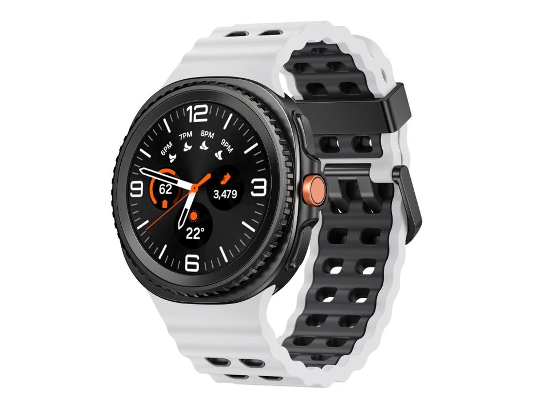 Bracelete Para Samsung Galaxy Watch 8 / 8 Classic - Silicone Bicolor Com Fivela De Liberação Rápida No Estilo Oceano Clássico - Branco E Preto