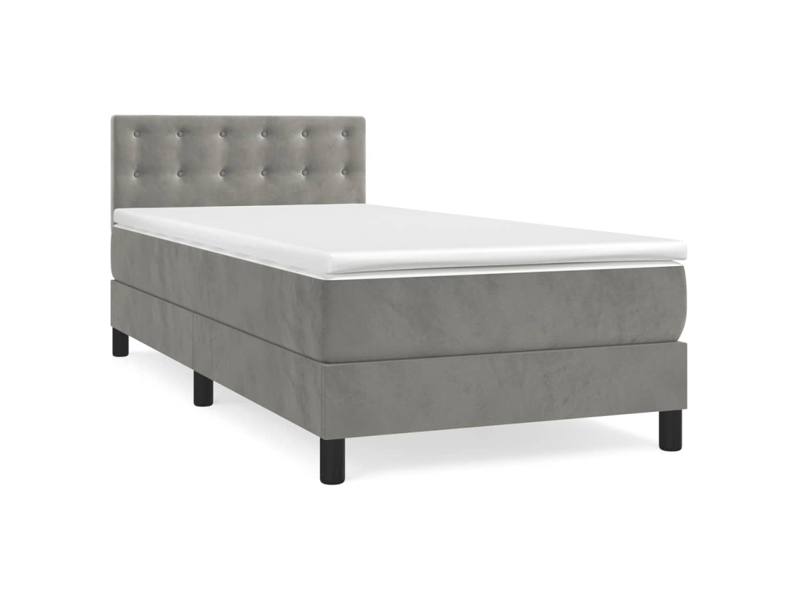 Cama com Molas/colchão 100x200 Cm Veludo Cinza claro MAISON EXCLUSIVE