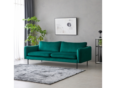 Sofá Moderno De 3 Lugares Em Elegante Veludo Verde Escuro Tashi Modus Sofà