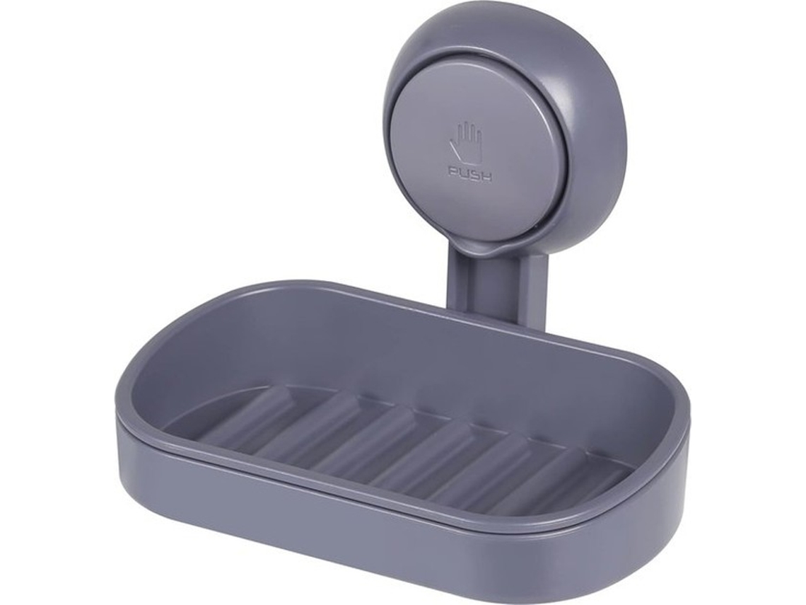 Caixa De Sabão Com Suporte De Fixação - Sem Perfuração, Design De Secagem Para Banho E Cozinha - Cinzento