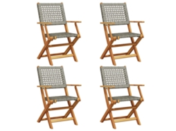 Maison Exclusive - Cadeiras De Jardim Dobráveis 4 Pcs Vime Pe/madeira Maciça Cinza