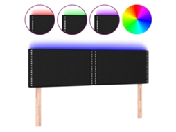 Cabeceira de cama SFUSHOS com luzes LED, em tecido, 144x5x78/88 cm, preta.