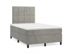 Vidaxl Cama Box Spring Colchão Led 120x190 Cm Couro Artif. Cinza-claro