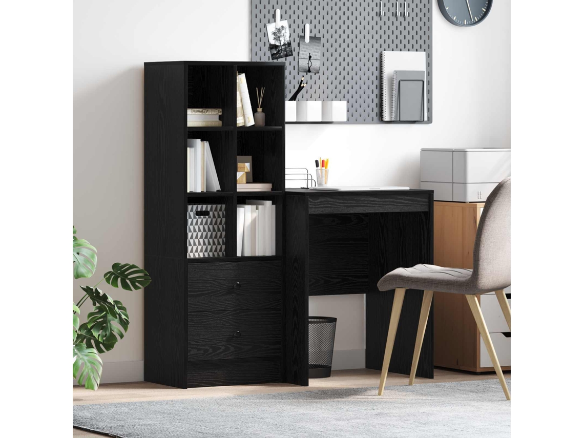 Vidaxl Mesa Com Gaveta Com Prateleira 2 Pcs Carvalho Preto