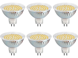 Rebe 6 Peças de Bombilla Led Gu5.3 12v 3w 6000k 300lm A+ Equivalente a 30w Foco Empotrado Mr16 Ac/dc 12v 50mm