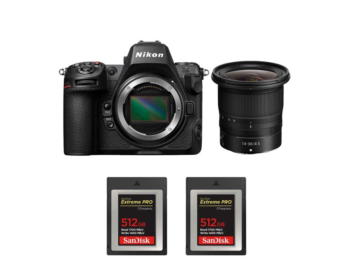 Z8 + Z 14 30mm F/4 S + 2 Sandisk 512gb Extreme Pro Cfexpress Type B Máquina Fotográfica Híbrida Full frame + Ebook Pricedirect NIKON