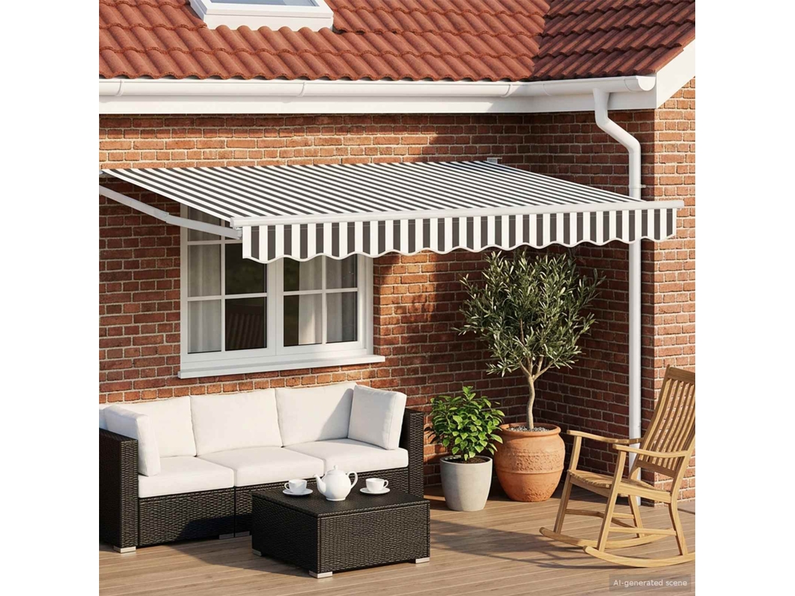 Vidaxl Toldo Retrátil Manual Com Leds Antracite E Branco 3,5 X 2 M