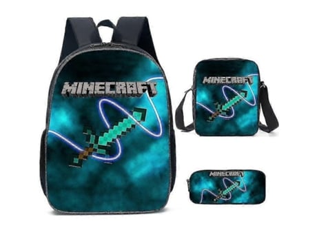 Mochilas escolares de Minecraft para o ensino fundamental e médio. Conjunto de três mochilas com acessórios de Minecraft. Alternativa à Miraflow.
