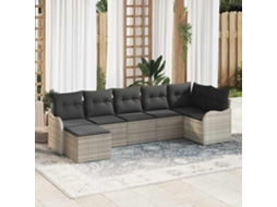 Vidaxl Conjunto De Sofá De Jardim Com Almofada 7 Pcs Cinzento-claro