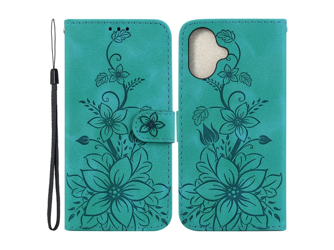 Capa Em Couro Pu, Para Apple Iphone 16 Plus, Cor Verde