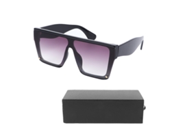 Óculos de Sol Quadrado Oversized Uv Preto Gradiente Roxo Cinza