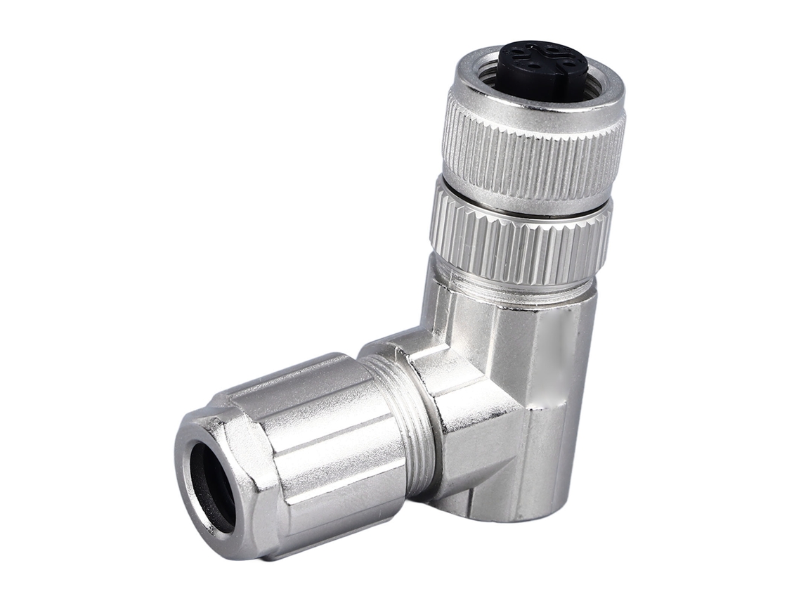 Conector Laxiscreed M12 Elbow Fêmea De Metal Com Junta Soldada Para Instalações Fácil De Montar