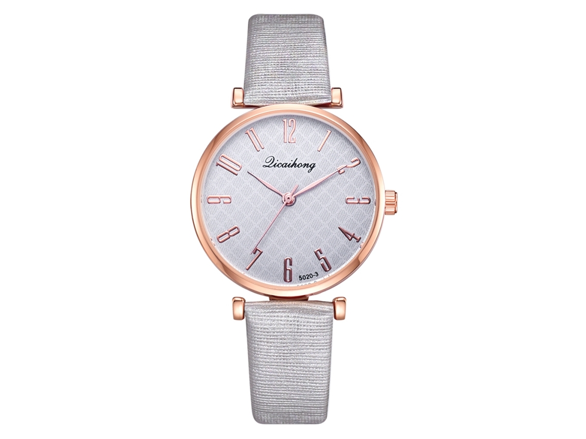 Relógio de Pulso Feminino Casual de Quartzo com Pulseira Pu Delicado Prateado