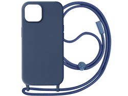 Capa com Cordão para iPhone 15 AVIZAR Rígida Azul