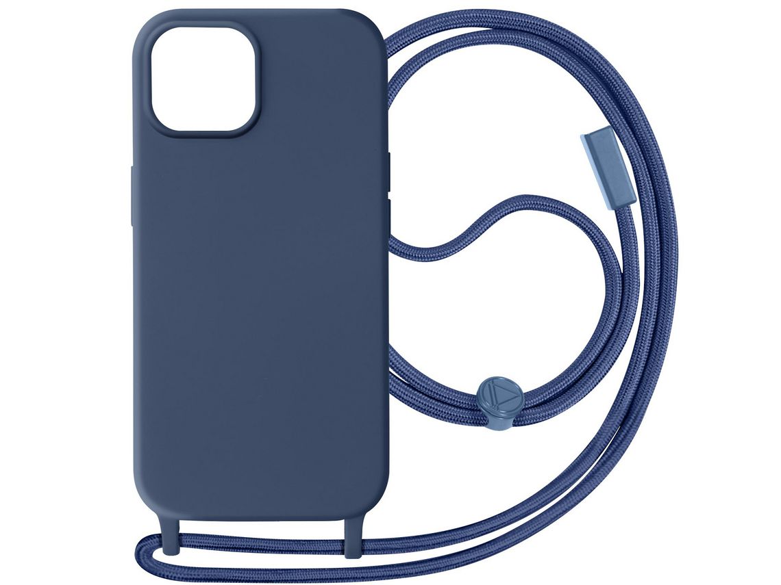 Capa com Cordão para iPhone 15 AVIZAR Rígida Azul