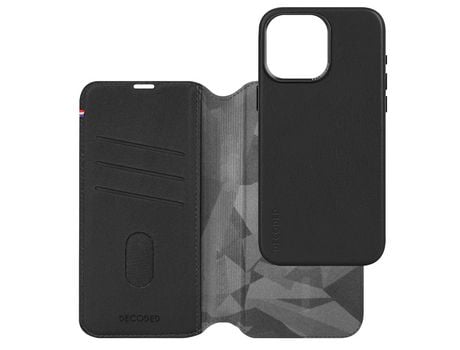 Capa Fólio para iPhone 15 Pro DECODED Pele Preto