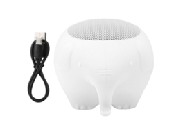 Mini Alto-falante Bluetooth Mali 5.0 com Microfone, Forma de Elefante, 400mAh, Branco